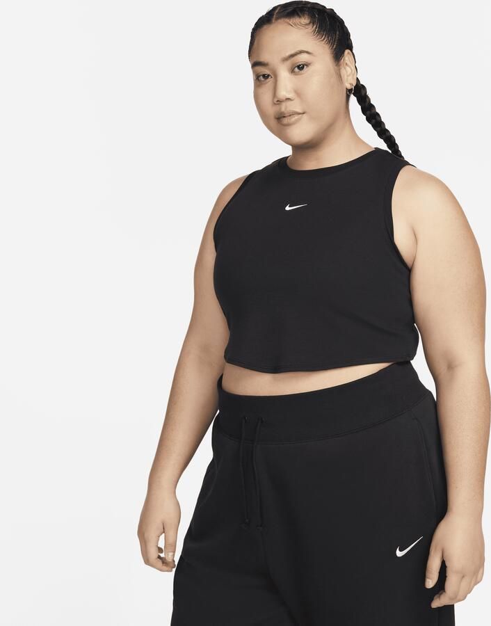 Nike Chill Knit aansluitende cropped tanktop met mini-rib voor dames (Plus Size) Zwart - Foto 3
