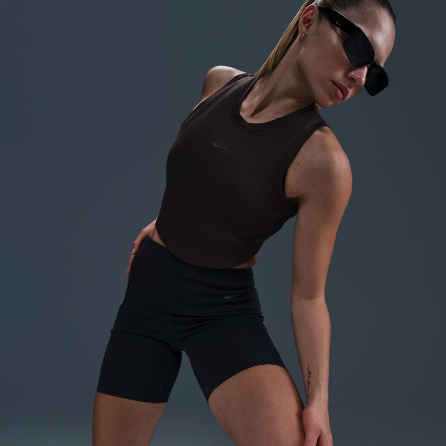 Nike Sportswear Chill Knit aansluitende korte tanktop met mini-rib voor dames Bruin - Foto 2