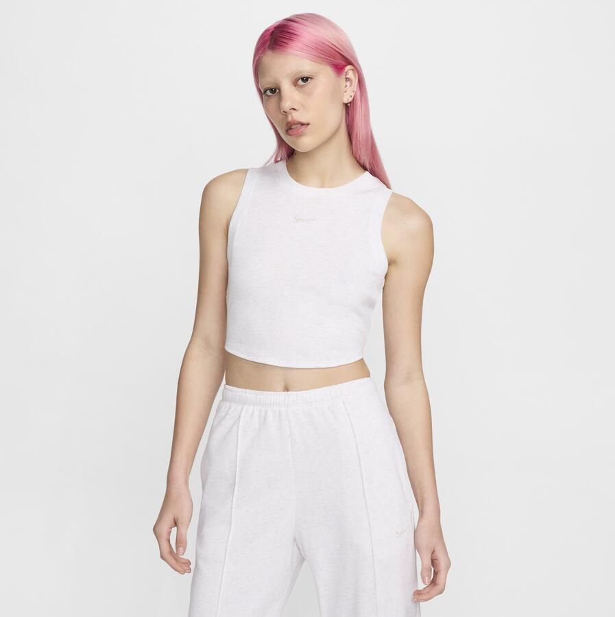 Nike Sportswear Chill Knit aansluitende korte tanktop met mini-rib voor dames Bruin - Foto 3