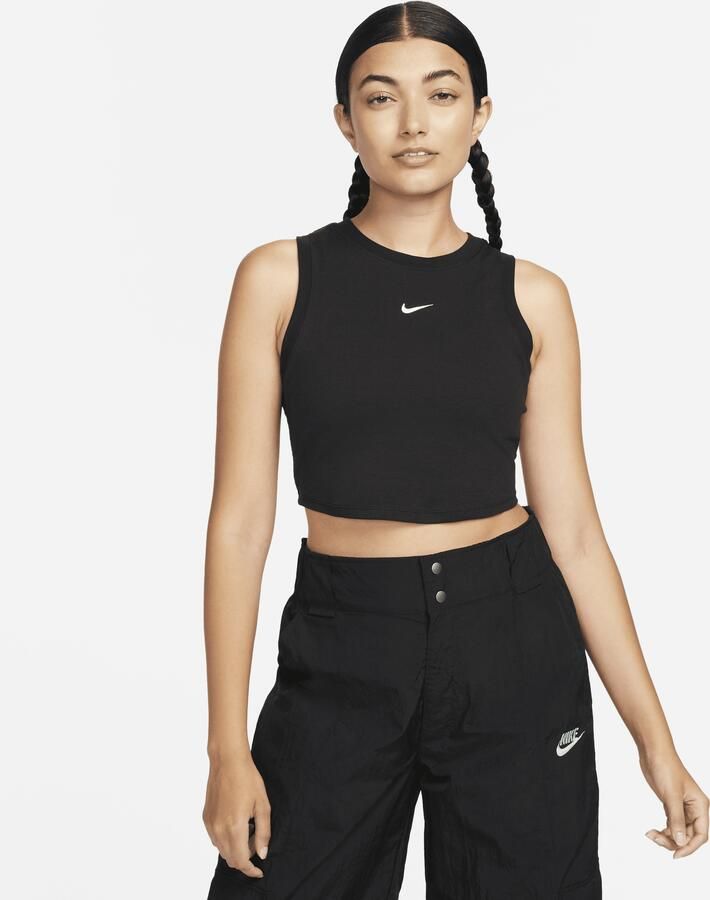 Nike Chill Knit aansluitende korte tanktop met mini-rib voor dames Zwart - Foto 5