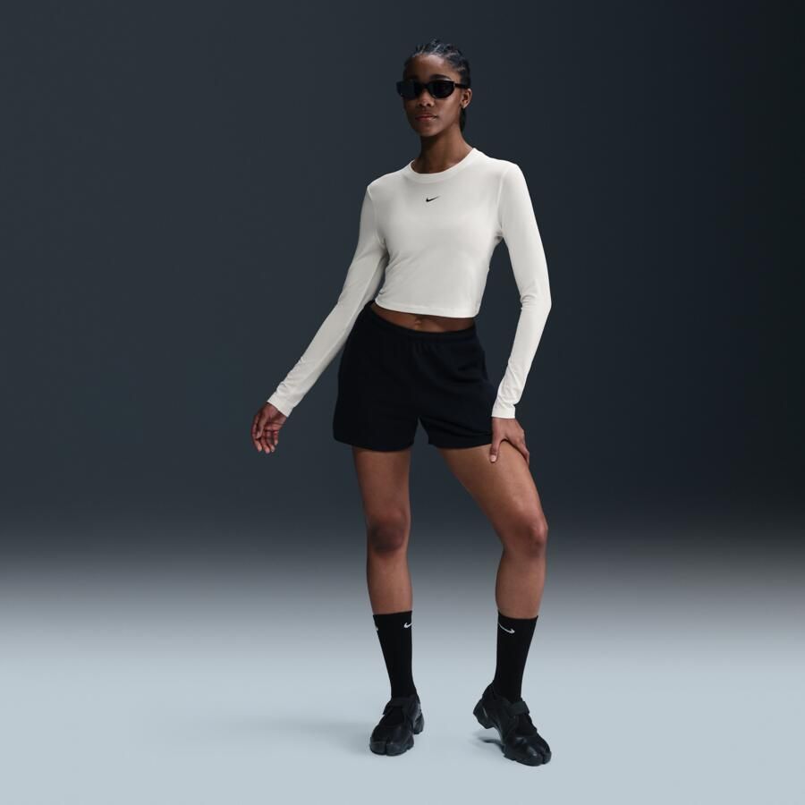 Nike Sportswear Chill Knit korte aansluitende damestop met lange mouwen Wit - Foto 2