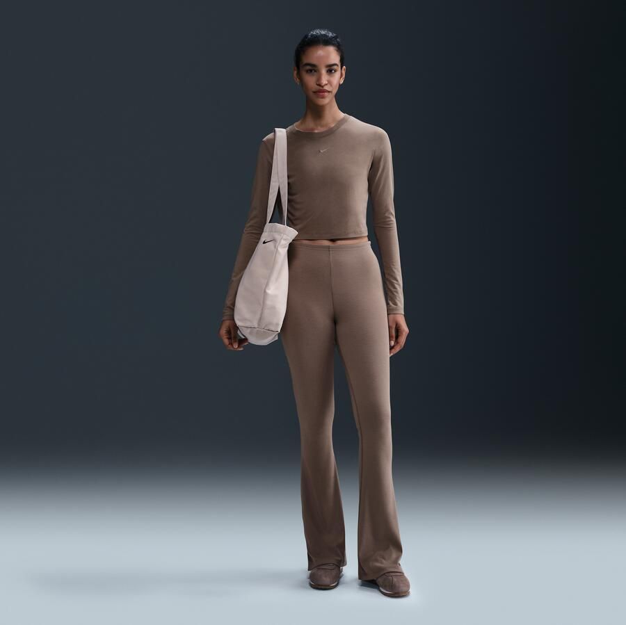 Nike Chill Knit strakke legging met wijd uitlopende pijpen en mini-rib voor dames Bruin - Foto 3