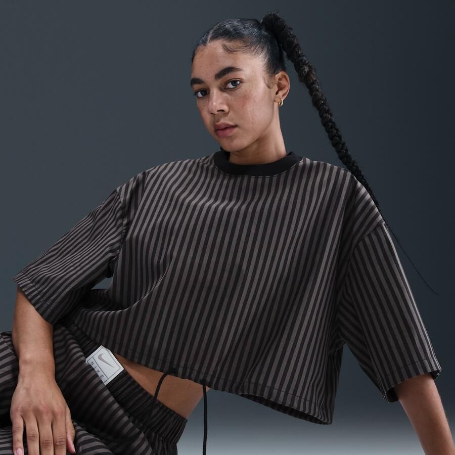 Nike Sportswear Chill Poplin rechte damestop met strepen Zwart - Foto 2