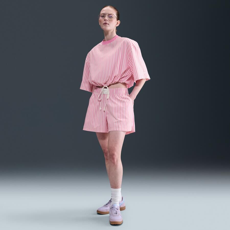 Nike Sportswear Chill Poplin ruimvallende gestreepte damesshorts met halfhoge taille Roze - Foto 4