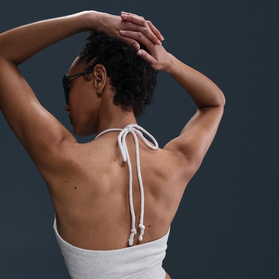 Nike Sportswear Chill Terry aansluitende cropped haltertop van sweatstof voor dames Bruin