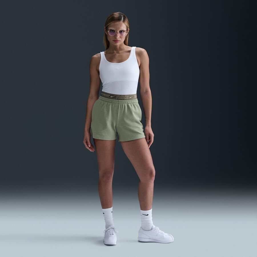 Nike Chill Terry damesshorts met halfhoge taille (10 cm) Groen - Foto 4