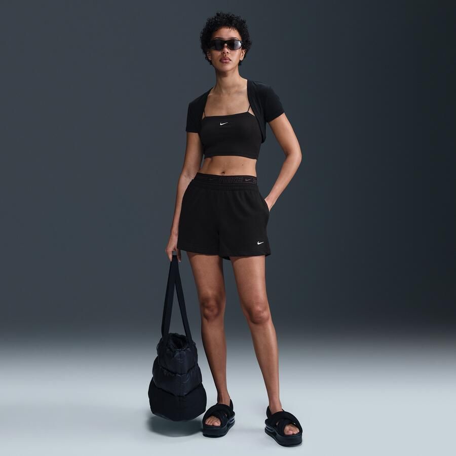 Nike Sportswear Chill Terry damesshorts met halfhoge taille (10 cm) Zwart - Foto 4