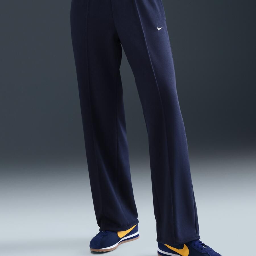 Nike Sportswear Chill Terry joggingbroek van sweatstof met open zoom en halfhoge taille voor dames Blauw