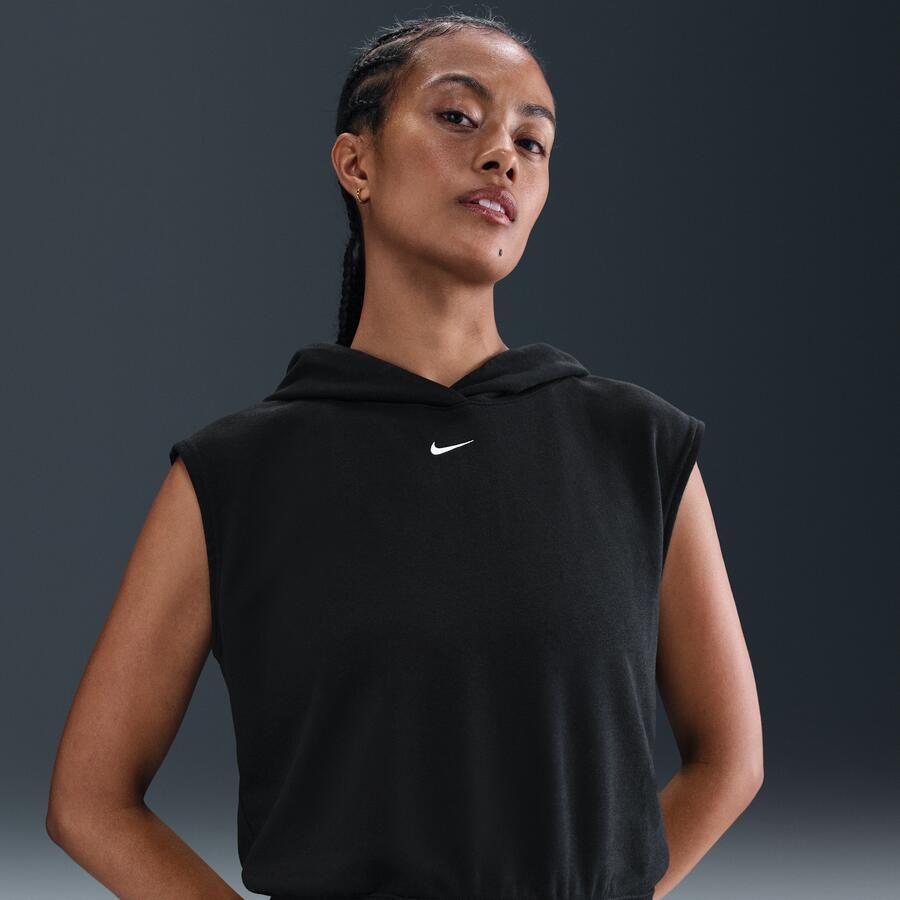 Nike Sportswear Chill Terry korte mouwloze hoodie van sweatstof voor dames Zwart - Foto 4