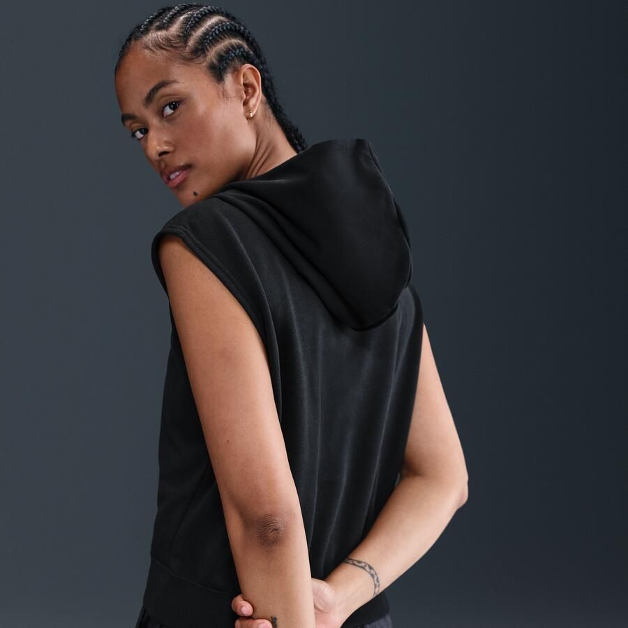 Nike Sportswear Chill Terry korte mouwloze hoodie van sweatstof voor dames Zwart