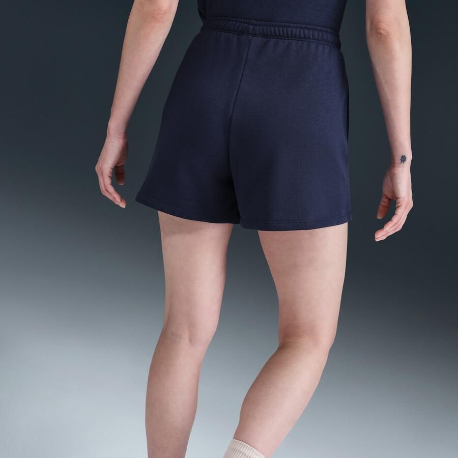 Nike Chill Terry shorts van sweatstof met halfhoge taille voor dames (10 cm) Blauw - Foto 2