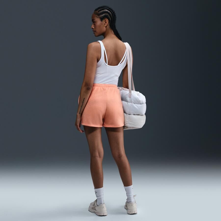 Nike Sportswear Chill Terry shorts van sweatstof met halfhoge taille voor dames (10 cm) Oranje - Foto 3