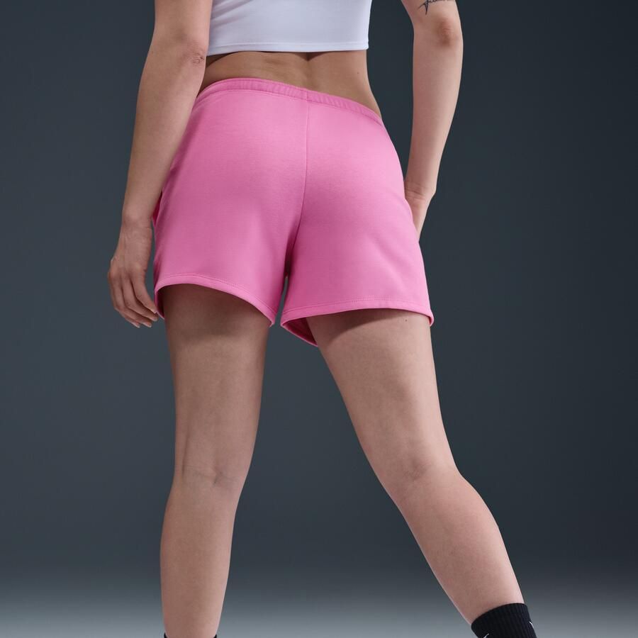 Nike Chill Terry shorts van sweatstof met halfhoge taille voor dames (10 cm) Roze - Foto 2