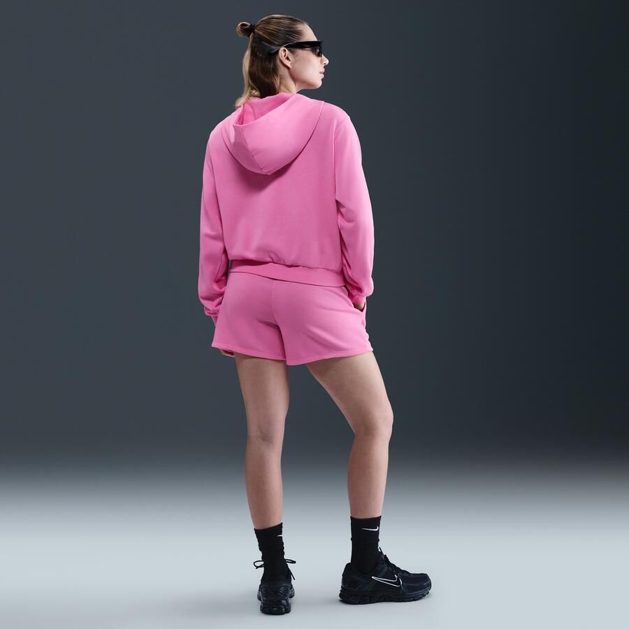 Nike Chill Terry shorts van sweatstof met halfhoge taille voor dames (10 cm) Roze - Foto 3