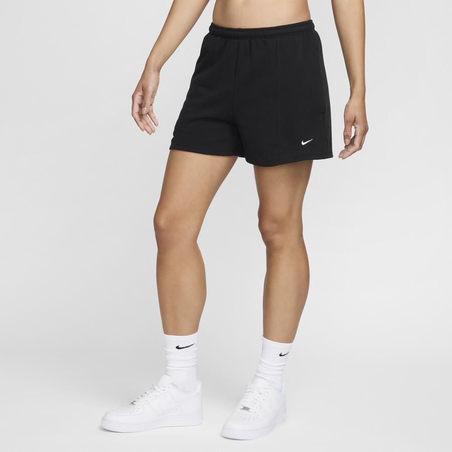 Nike Chill Terry shorts van sweatstof met halfhoge taille voor dames (10 cm) Zwart - Foto 2