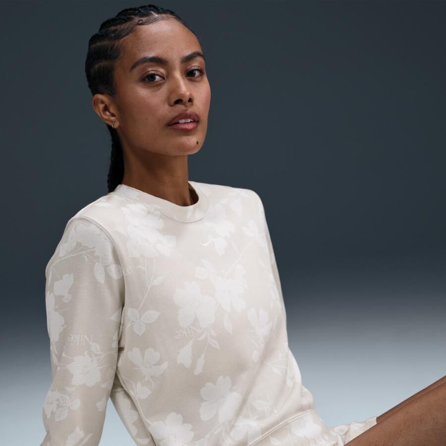 Nike Sportswear Chill Terry sweatshirt van sweatstof met ronde hals en print voor dames Bruin - Foto 2