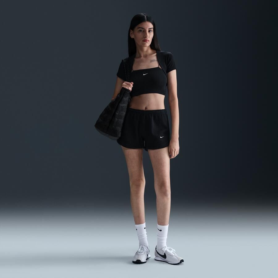 Nike Sportswear Chill Waffle damesshorts met halfhoge taille (8 cm) Zwart - Foto 4