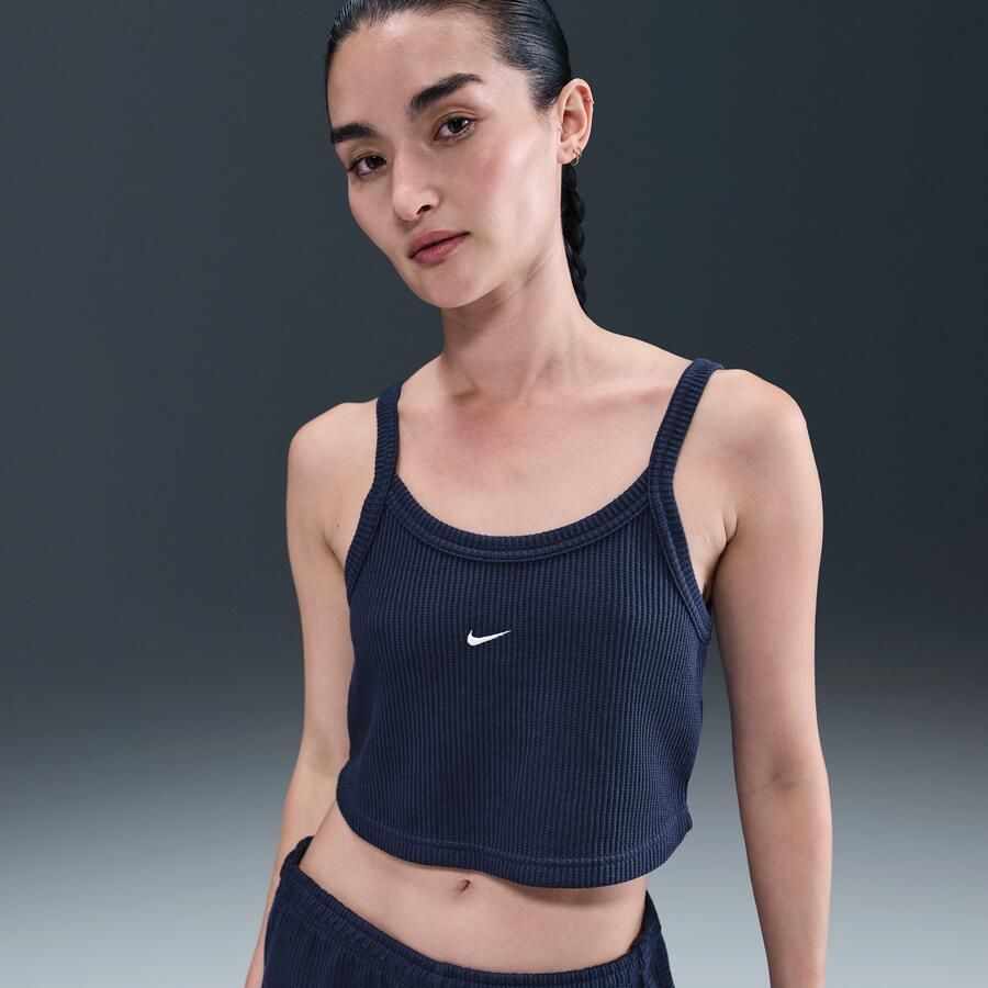 Nike Chill Waffle korte tanktop voor dames Blauw - Foto 4