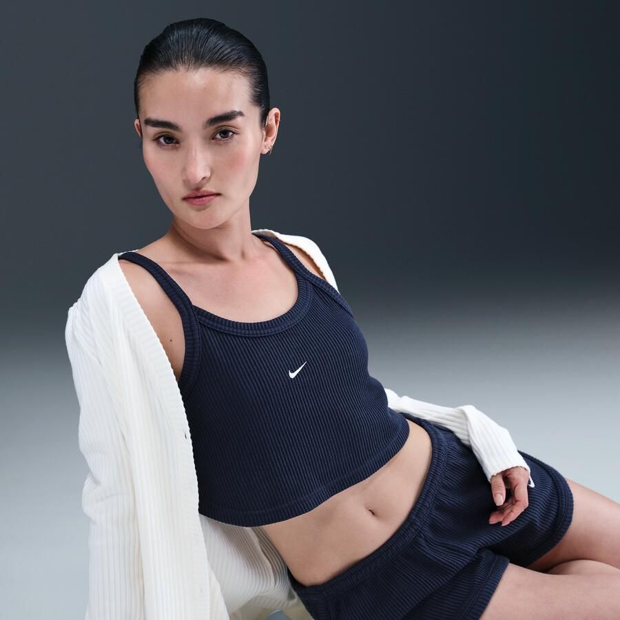 Nike Chill Waffle korte tanktop voor dames Blauw - Foto 2