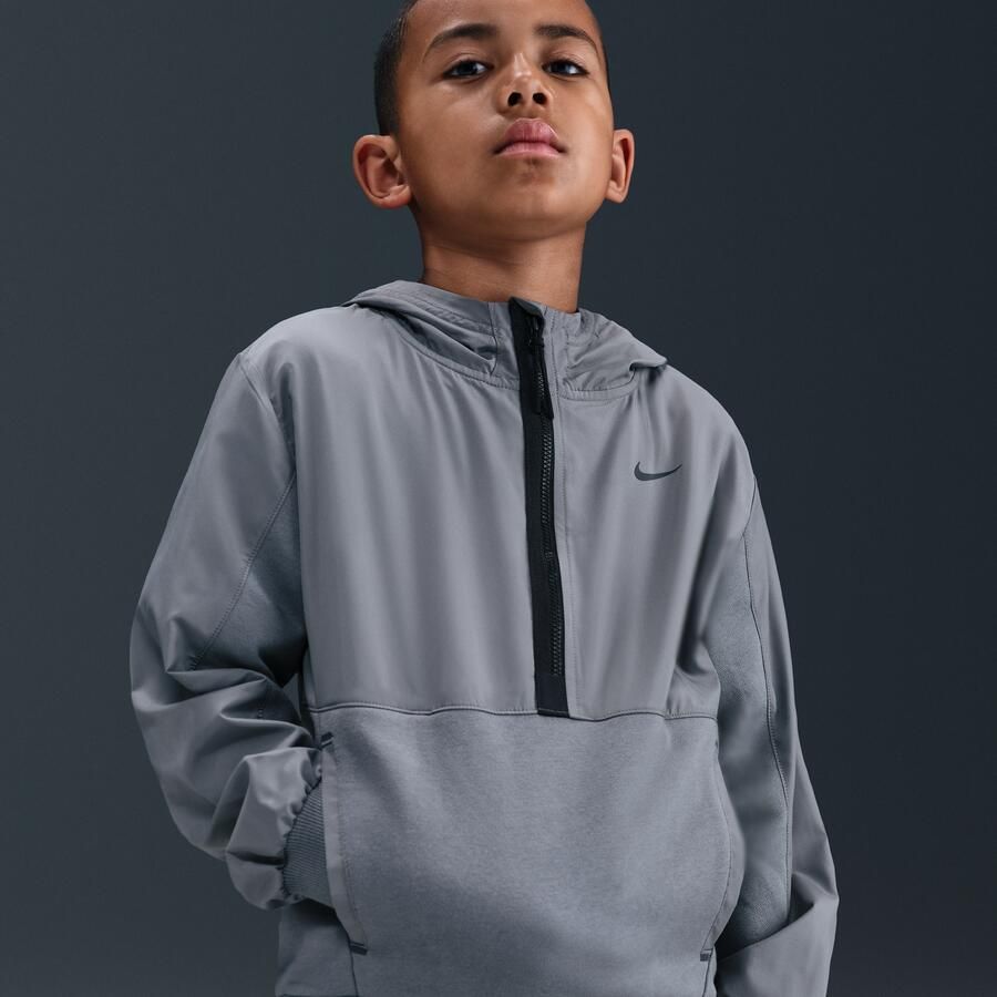 Nike City Utility EasyOn fleecehoodie met halflange rits voor kids Grijs - Foto 2