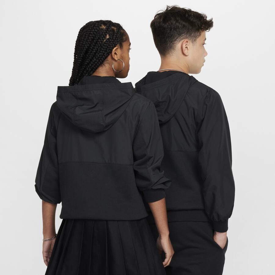 Nike City Utility EasyOn fleecehoodie met halflange rits voor kids Zwart - Foto 4