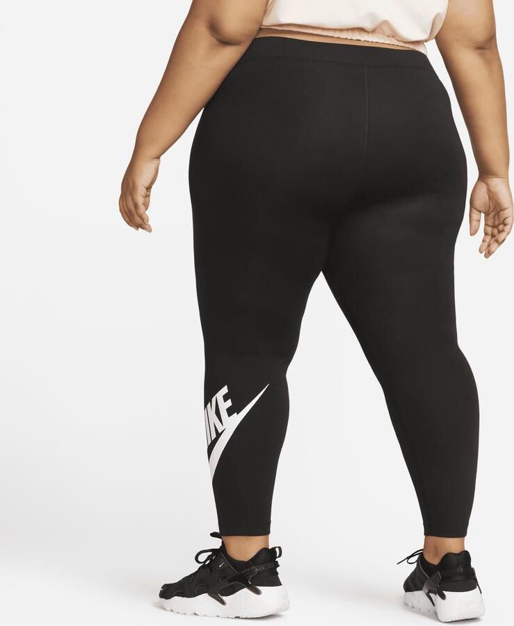 Nike Sportswear Classics legging met graphic en hoge taille voor dames (Plus Size) Zwart - Foto 3