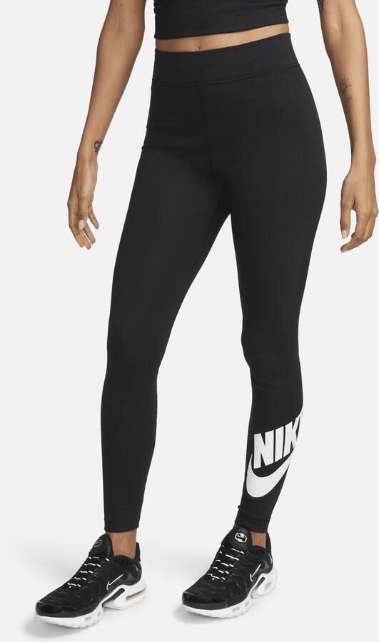 Nike Sportswear Classics legging met hoge taille en graphic voor dames Zwart - Foto 3