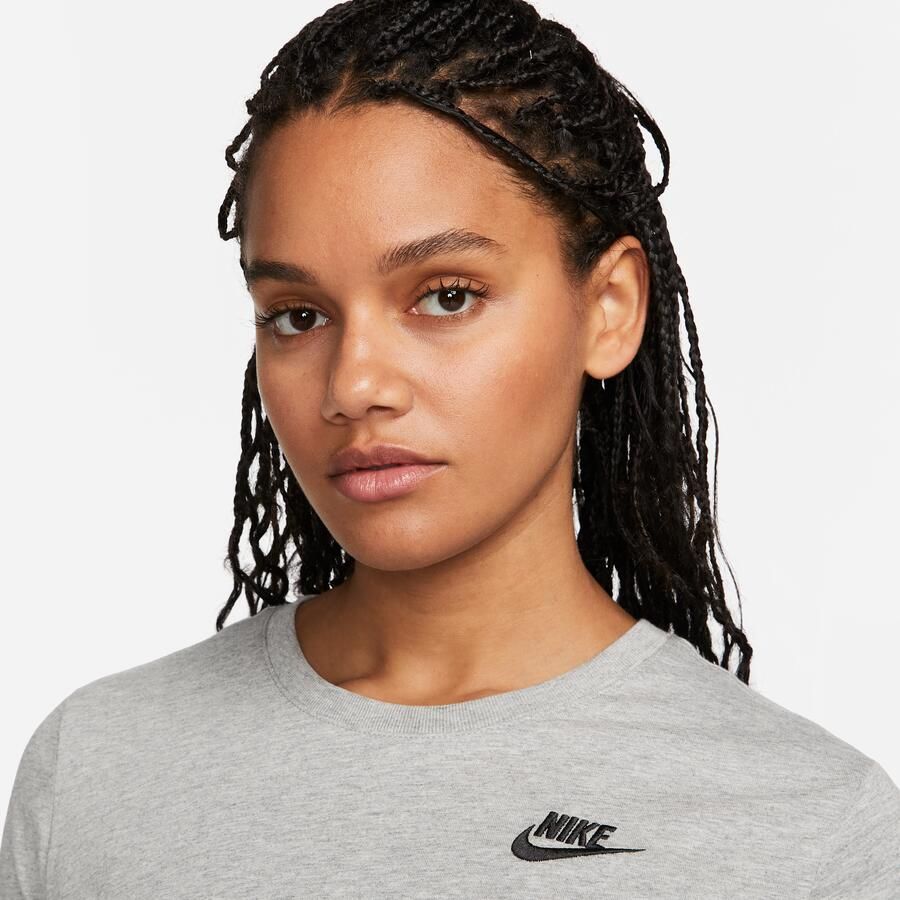 Nike Sportswear Club Tee Heather Black T-shirt Gray Dames