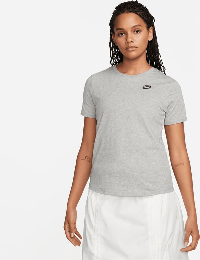 Nike Sportswear Club Tee Heather Black T-shirt Gray Dames - Foto 3