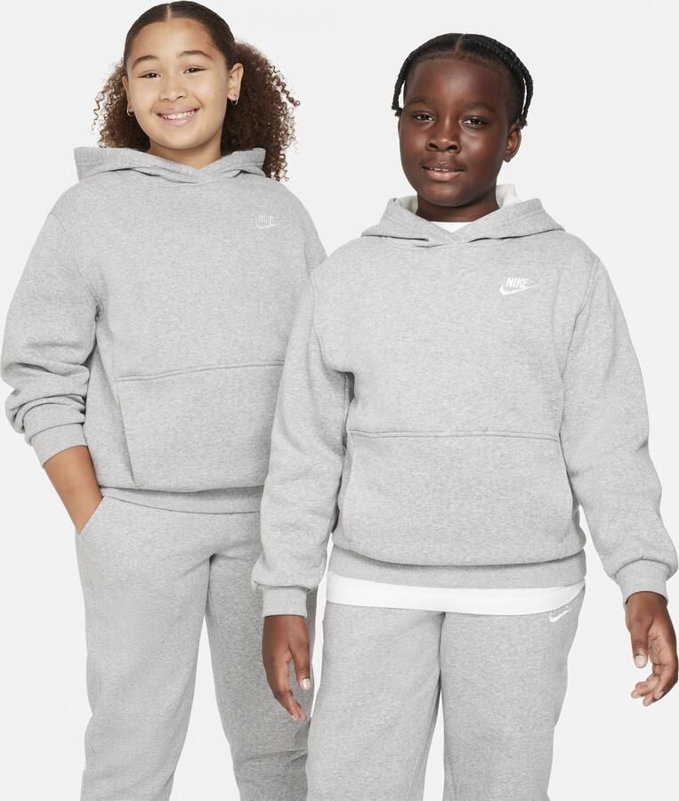 Nike Club Fleece hoodie voor kids (ruimere maten) Grijs - Foto 3