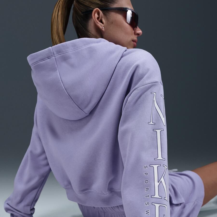 Nike Sportswear Club Fleece korte oversized hoodie met graphic voor dames Paars