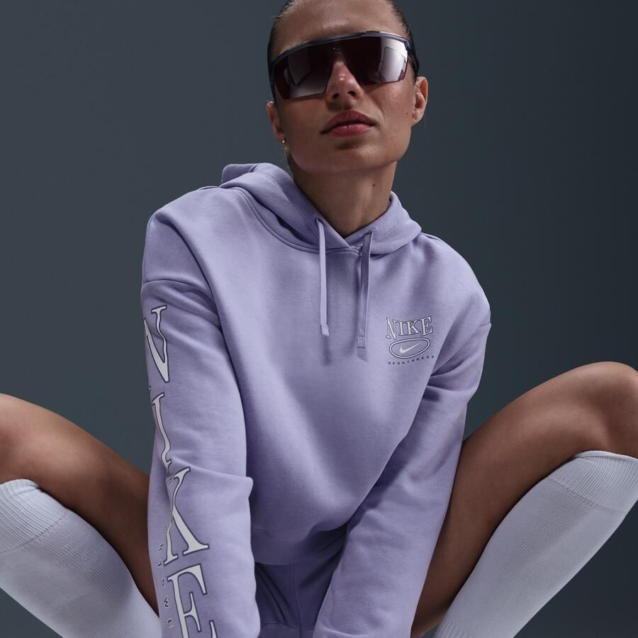 Nike Sportswear Club Fleece korte oversized hoodie met graphic voor dames Paars - Foto 2
