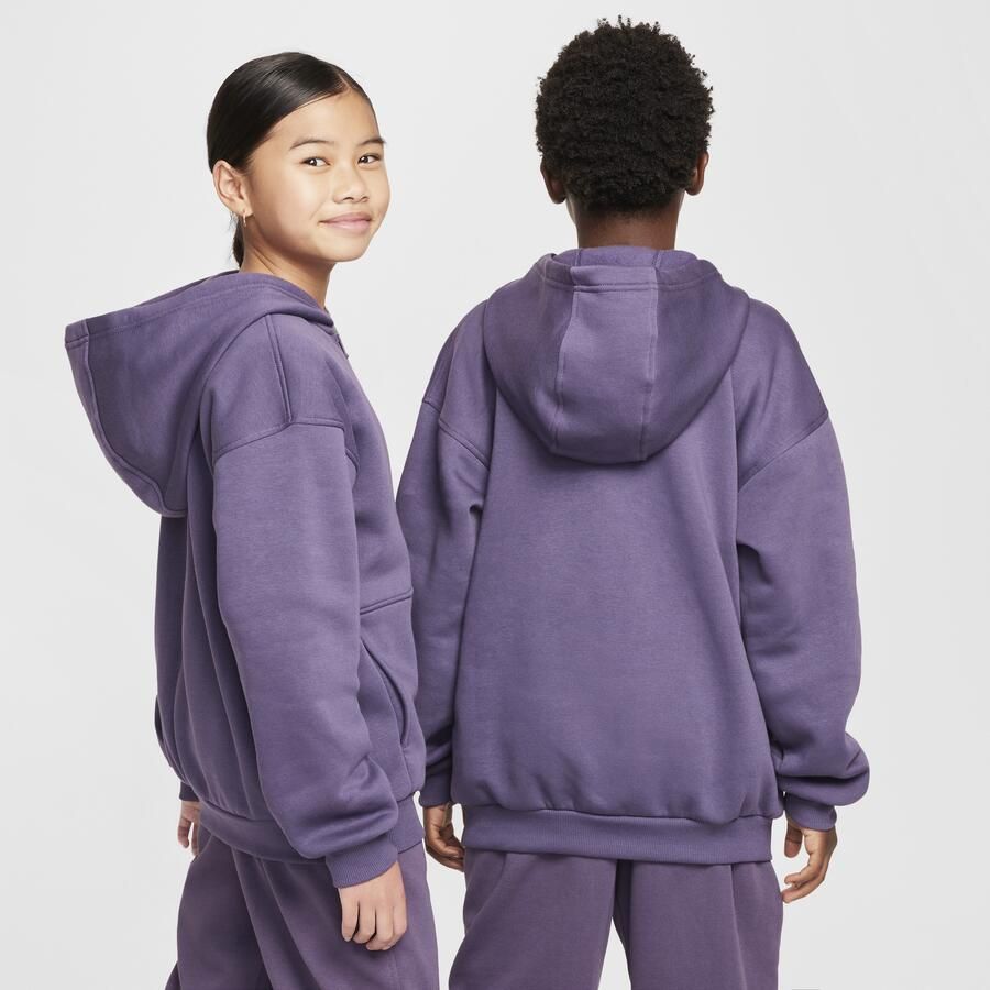 Nike Sportswear Club Fleece oversized hoodie met rits voor kids Paars - Foto 4