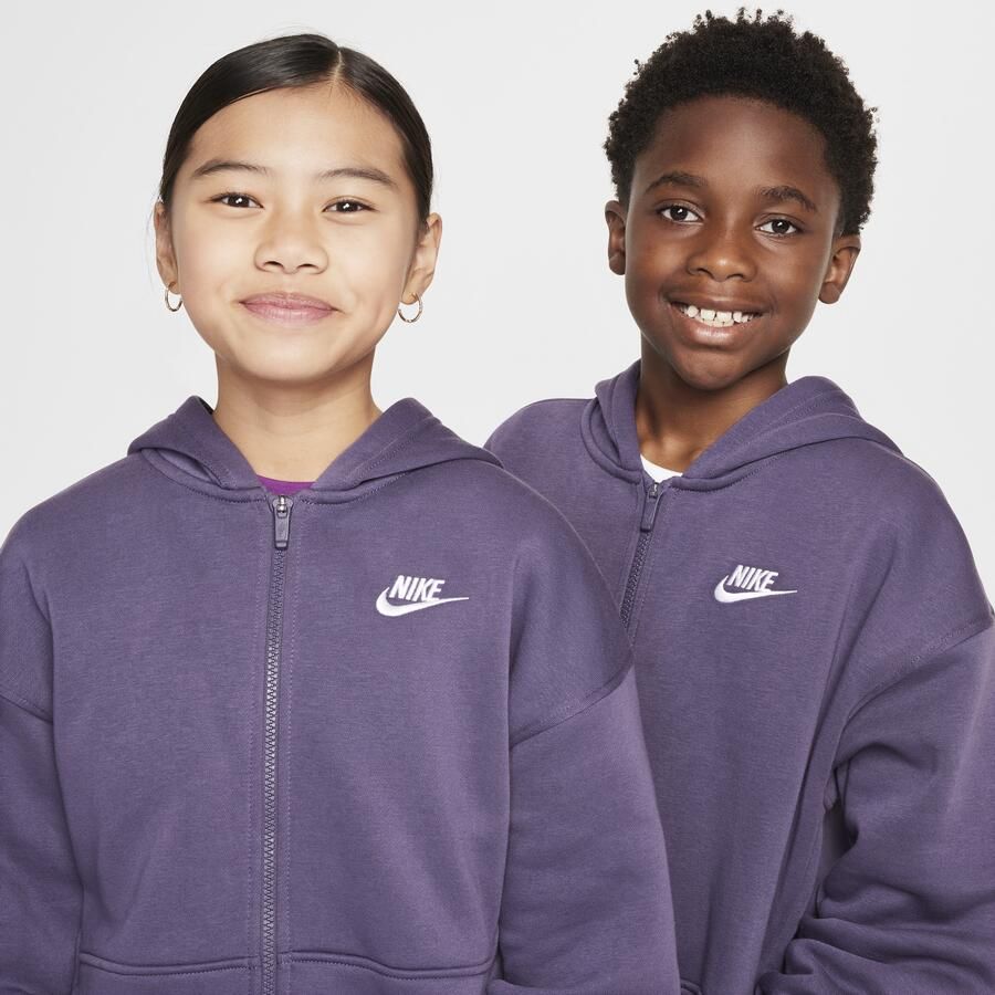 Nike Sportswear Club Fleece oversized hoodie met rits voor kids Paars