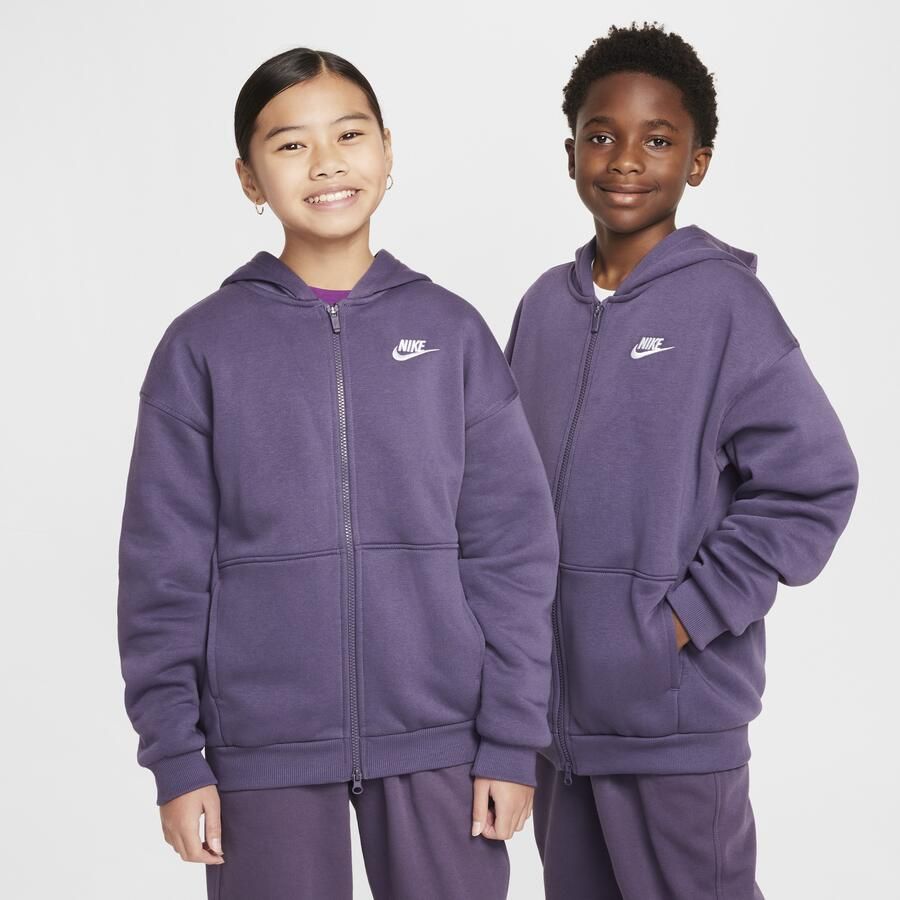 Nike Sportswear Club Fleece oversized hoodie met rits voor kids Paars - Foto 3