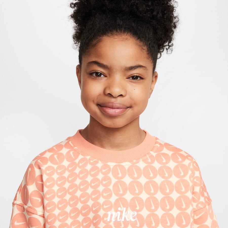 Nike Club Fleece oversized sweatshirt met ronde hals voor meisjes Oranje - Foto 2