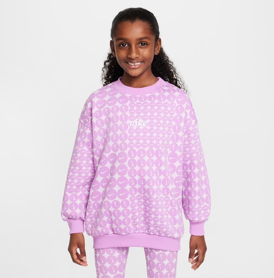 Nike Club Fleece oversized sweatshirt met ronde hals voor meisjes Paars - Foto 3