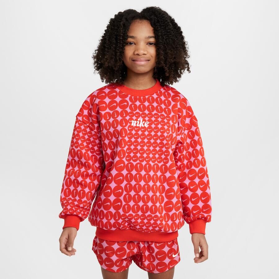 Nike Sportswear Club Fleece oversized sweatshirt met ronde hals voor Rood - Foto 4