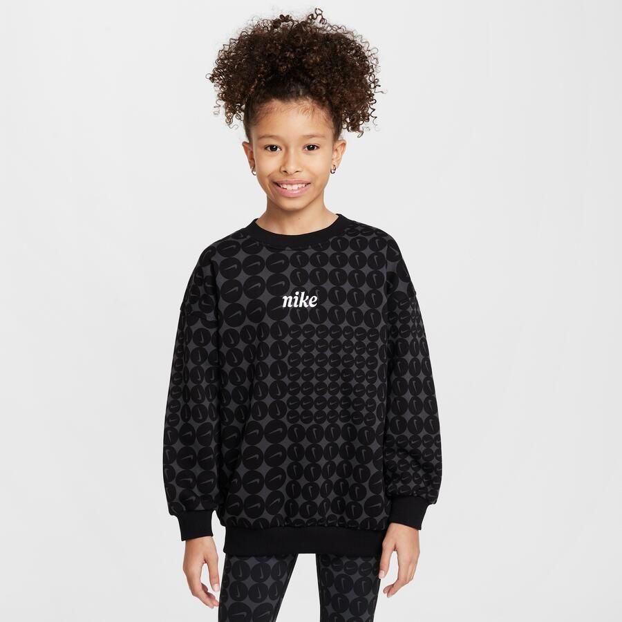 Nike Sportswear Club Fleece oversized sweatshirt met ronde hals voor meisjes Zwart - Foto 3