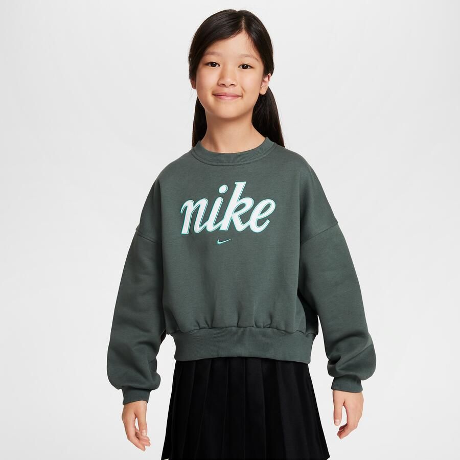 Nike Club Fleece sweatshirt met ronde hals en recht design voor meisjes Groen - Foto 3