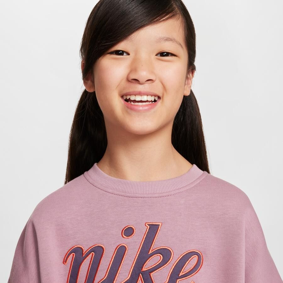Nike Sportswear Club Fleece sweatshirt met ronde hals en recht design voor meisjes Paars