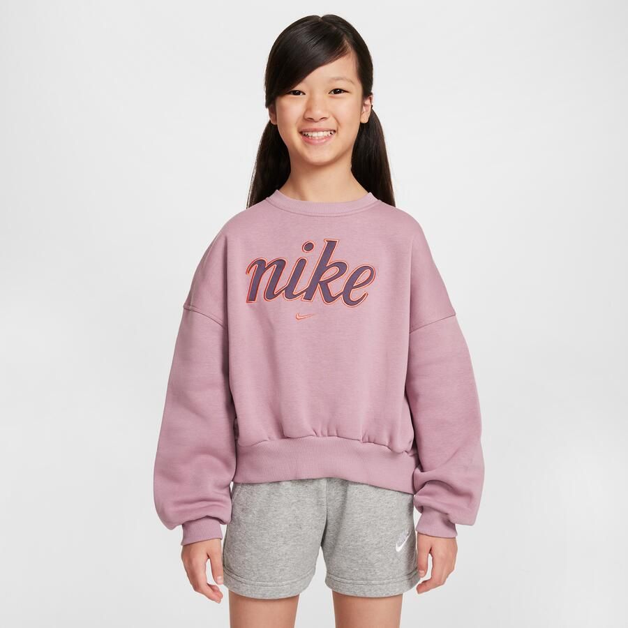 Nike Sportswear Club Fleece sweatshirt met ronde hals en recht design voor meisjes Paars - Foto 3