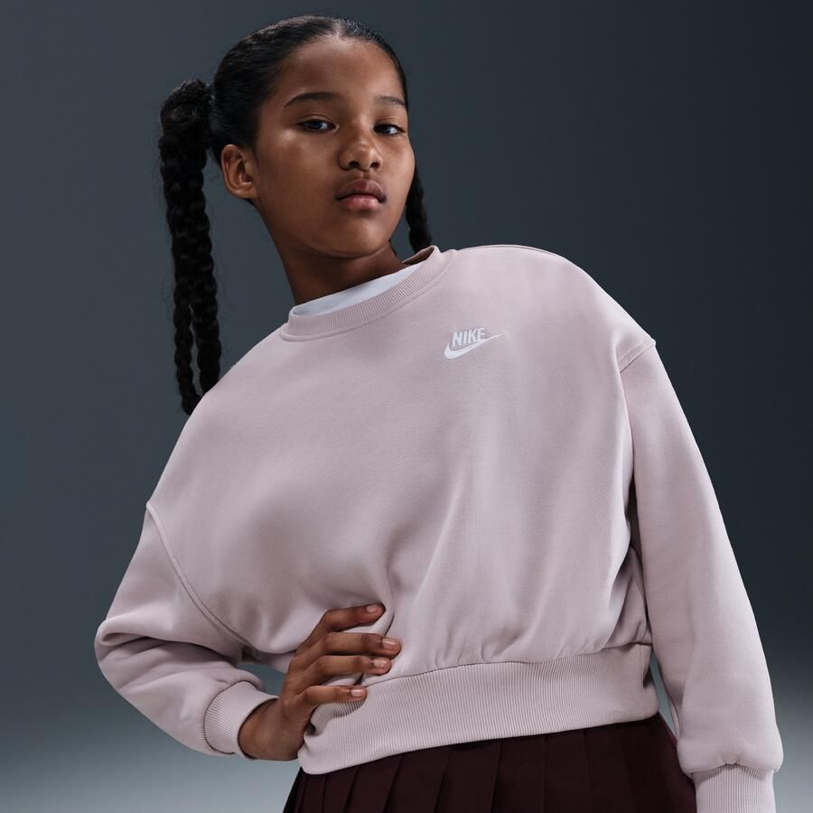 Nike Club Fleece sweatshirt met ronde hals en recht design voor meisjes Paars - Foto 4