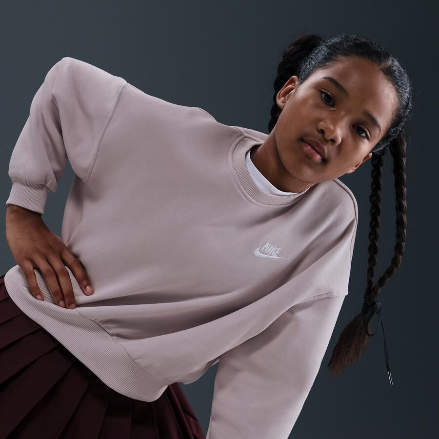 Nike Club Fleece sweatshirt met ronde hals en recht design voor meisjes Paars - Foto 2