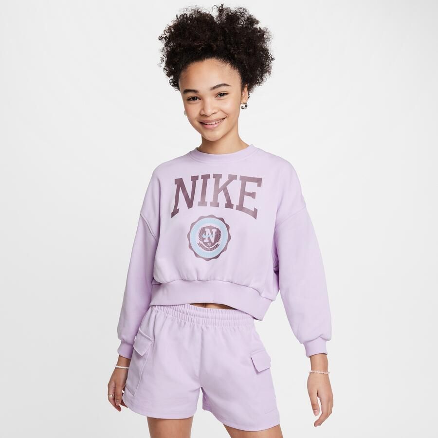 Nike Sportswear Club sweatshirt van sweatstof met ronde hals voor meisjes Paars - Foto 4