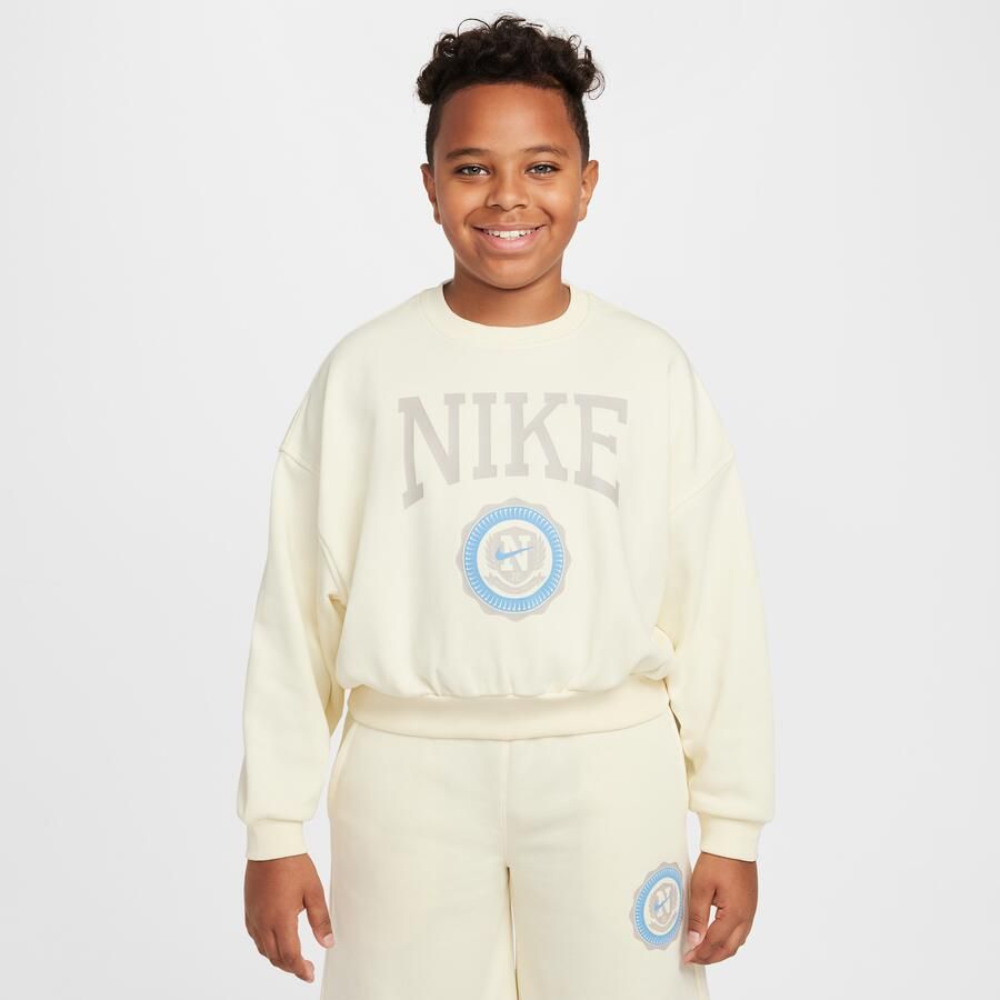 Nike Club sweatshirt van sweatstof met ronde hals voor meisjes Wit - Foto 2