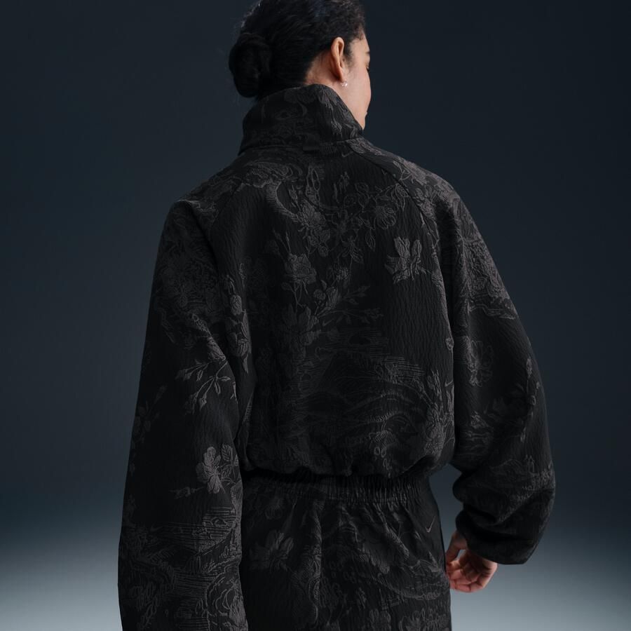 Nike Sportswear Collection oversized jacquard trainingsjack voor dames Zwart