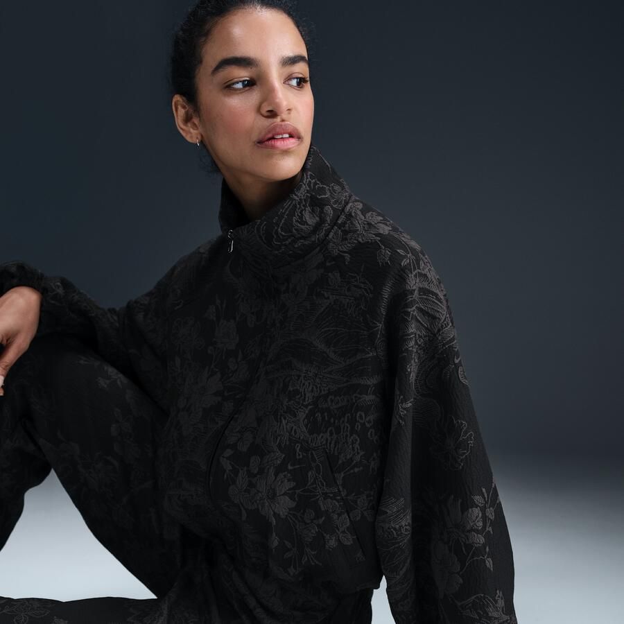 Nike Sportswear Collection oversized jacquard trainingsjack voor dames Zwart - Foto 2