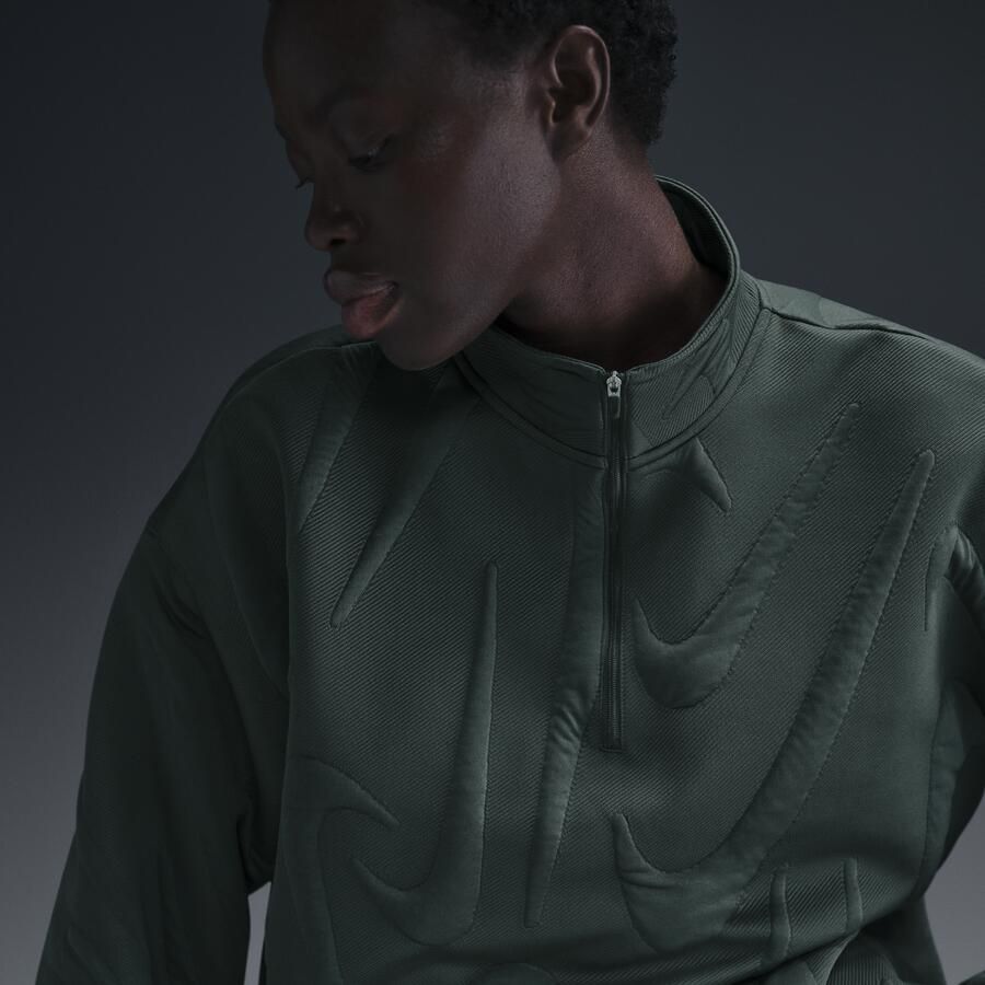 Nike Sportswear Collection oversized warm sweatshirt met logo en korte rits voor dames Groen - Foto 3
