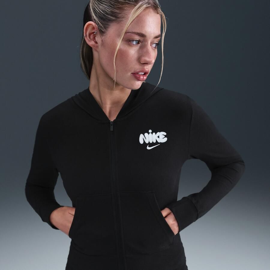 Nike damestop met rits over de hele lengte capuchon en lange mouwen Zwart - Foto 4